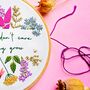Wildflowers Quote Customisable Embroidery Kit, thumbnail 4 of 5