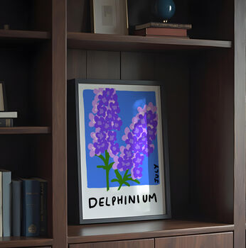 July Delphinium Birth Flower Print, 5 of 5