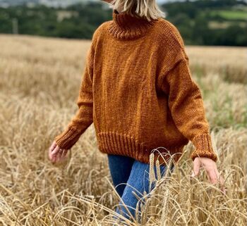The Coco Wool And Organic Cotton Sweater In Chestnut, 4 of 4