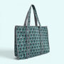 Teal Ditsy Floral Quilted Cotton Tote Bag, thumbnail 2 of 4