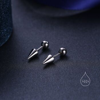 Sterling Silver Spike Screw Back Earrings, 5 of 10