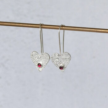 Sterling Silver Heart And Birthstone Earrings, 6 of 8