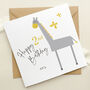 Personalised 1st / 2nd Birthday Card: Grey And Yellow Giraffe Design, thumbnail 8 of 10