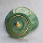 Handmade Green Porcelain Chattered Lidded Pot 24 C Gold, thumbnail 4 of 5