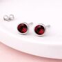 Sterling Silver January Garnet Birthstone Stud Earrings – 7mm, thumbnail 1 of 8