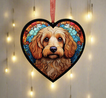 Cockapoo Stained Glass Effect Heart Suncatcher, 6 of 7