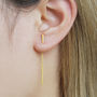 Bar Threader Gold Plated Silver Drop Earrings, thumbnail 2 of 3