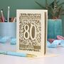 Personalised 80th Birthday Card Papercut Flower Design, thumbnail 5 of 6