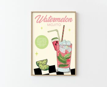 Watermelon Mojito Cocktail Print, 2 of 2