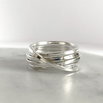 Gold Plated Overlapping Wire Sterling Silver Ring, 4 of 6