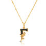 Gold Plated F Initial Necklace With Green Marble, thumbnail 2 of 6