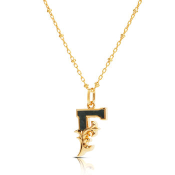 Gold Plated F Initial Necklace With Green Marble, 2 of 6