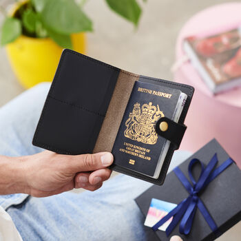 Personalised Leather Passport Travel Holder With Hot Stamped Initials And/Or Engraved Message, 5 of 8