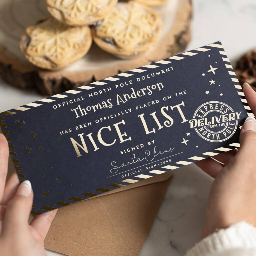 Personalised Santa Nice List Certificate For Children, 1 of 9