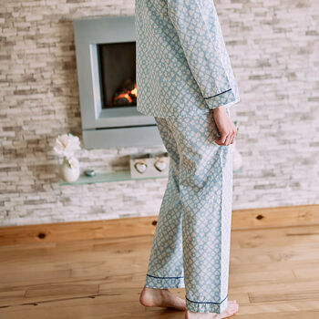 Powder Blue Floral Handmade Pyjamas, 6 of 10