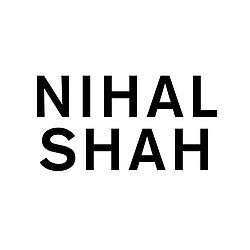 NIHAL SHAH logo written in black font on a white background