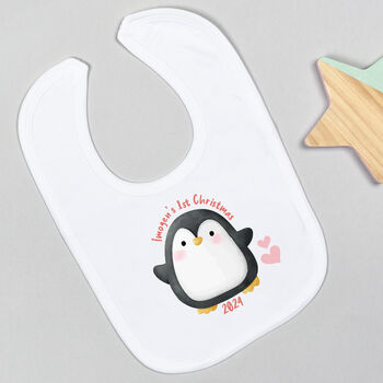 Personalised First Christmas Penguin Babygrow, 5 of 7