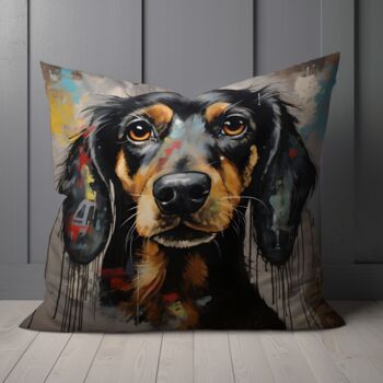 Dachshund Drip Hand Made Poly Linen Cushions, 4 of 7