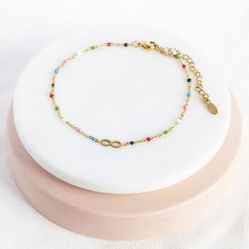 Multi Coloured Beaded Infinity Anklet, 5 of 9