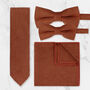 Wedding Handmade 100% Cotton Suede Tie In Burnt Orange, thumbnail 1 of 6