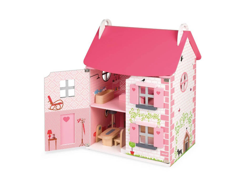 wooden dolls house pink