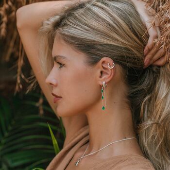 Esmera Green Onyx Sterling Silver Threader Earrings, 4 of 9