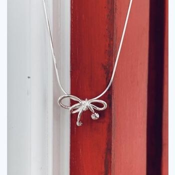 Sterling Silver Bow Necklace, 2 of 5