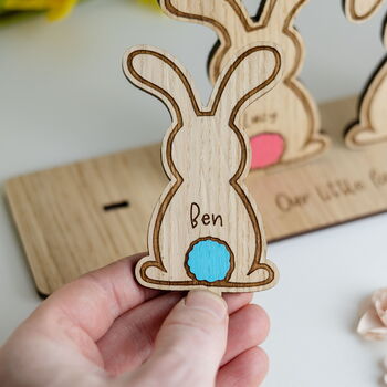 Personalised Our Little Family Name Decoration – Bunny Family Plaque For Easter, 4 of 7