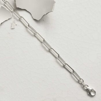 Sterling Silver Flat Paperclip Bracelet, 4 of 5