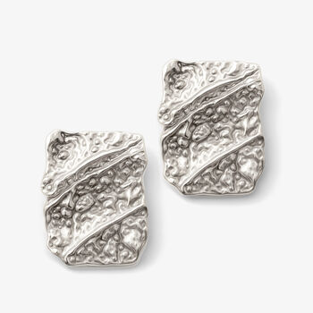 Women’s Medium Vertical Hammered Stud Earrings In Silver, 2 of 4