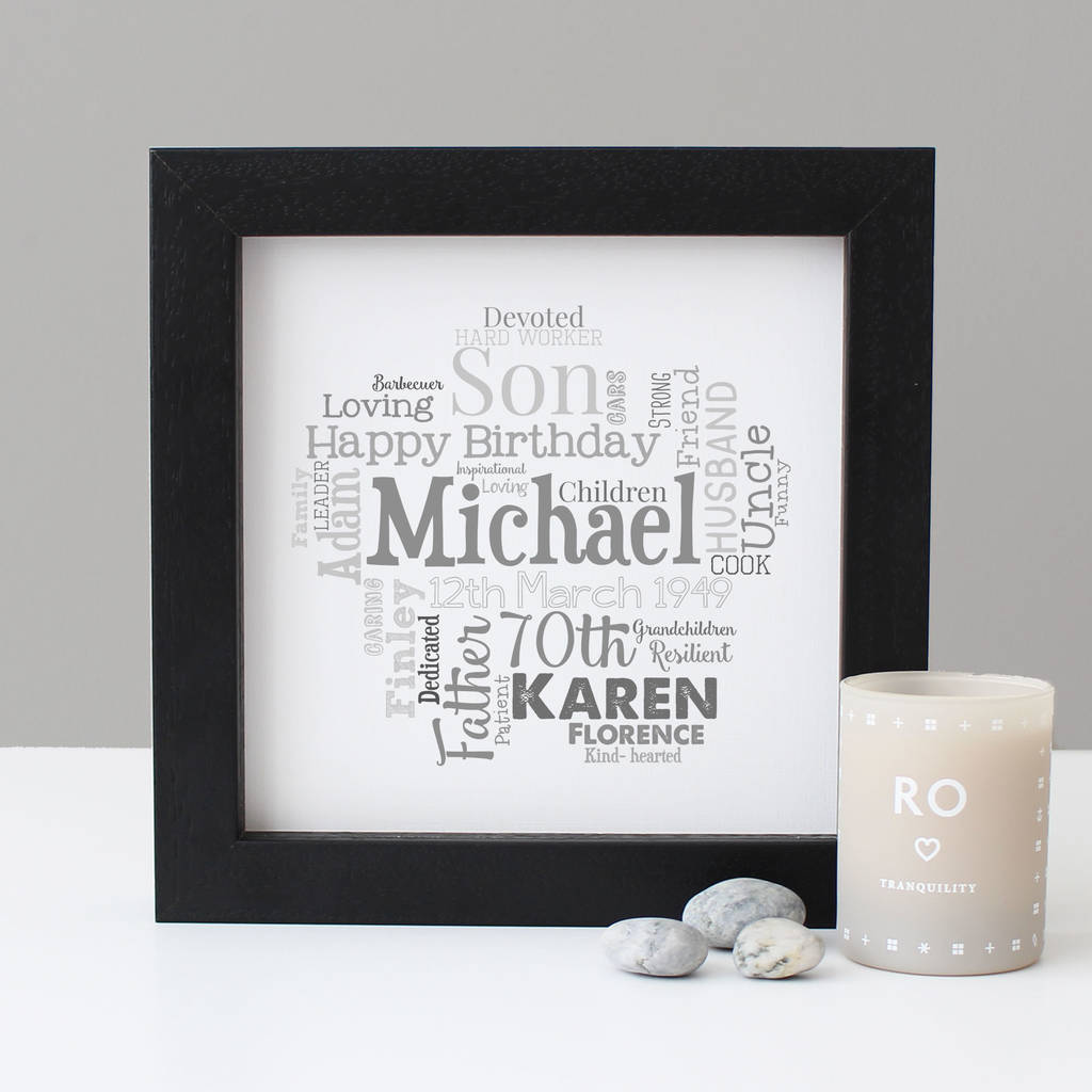Personalised 70th Birthday Gift For Him By Hope And Love