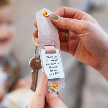 Pink Faux Leather Baby Photo And Message Keyring, 2 of 4