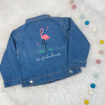 Be Fabulous Flamingo Baby/Kids Denim Jacket, 2 of 3