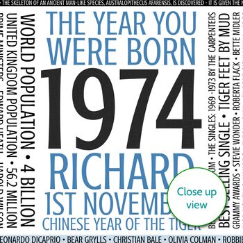 Personalised 50th Birthday Print Year Facts 1974 Gift, 4 of 11