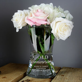 Personalised Gold Anniversary Glass Vase, 4 of 5