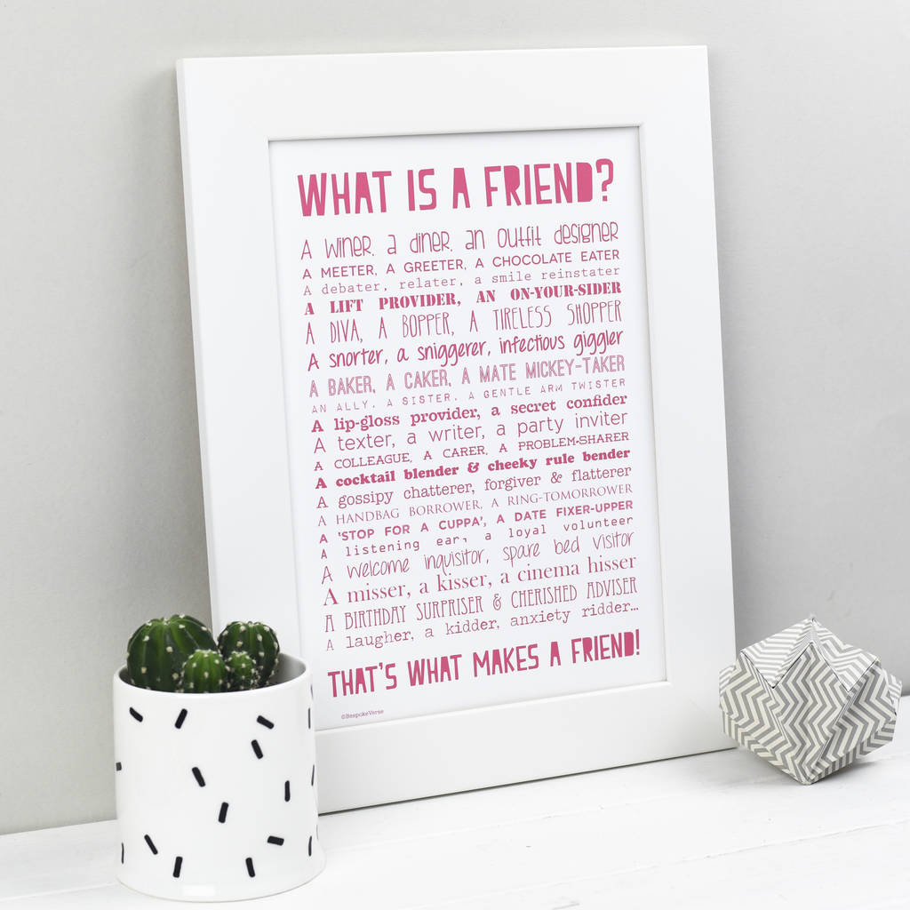 Personalised Friend Print With Friend Poem, 1 of 9