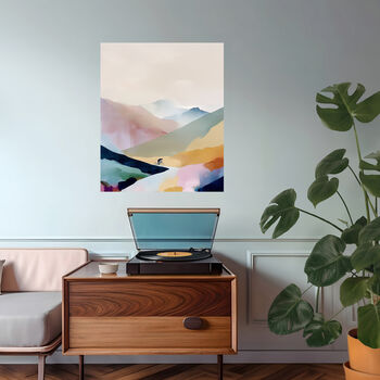 Minimalist Cycling Watercolour Mountain Art Print, 6 of 6