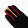 Jet Black Gloves With A Pop Of Colour, thumbnail 3 of 6