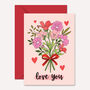 Valentine's Day Card With Cute Illustrated Flowers, thumbnail 2 of 2