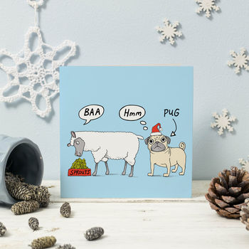 'Baa Hmm Pug' Christmas Cards, 2 of 2