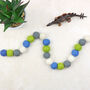 Blue Lime Grey And White Felt Ball Garland, thumbnail 1 of 4