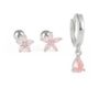 Pink Teardrop Stud And Huggie Trio, thumbnail 1 of 2