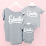 Mum And Baby 'Exhausted' And 'Exhausting' T Shirt Set, thumbnail 3 of 10