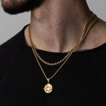 Gold Dragon Tiger Ying Yang Steel Pendant Necklace, 5 of 12