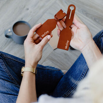 Set Of Two Personalised Leather Luggage Tags, 4 of 4