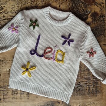 Personalised Baby And Children's Embroidered Knitted Jumper, 2 of 11