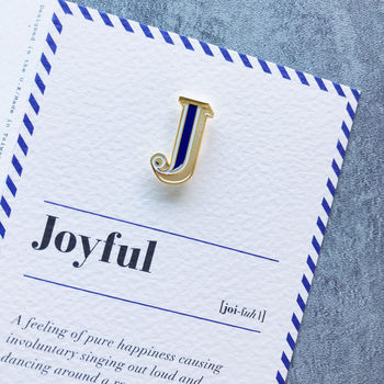 J Is For Joy Pin Badge And Card, 2 of 4