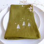 Embroidered Trees And Stars Linen Napkins, thumbnail 4 of 5