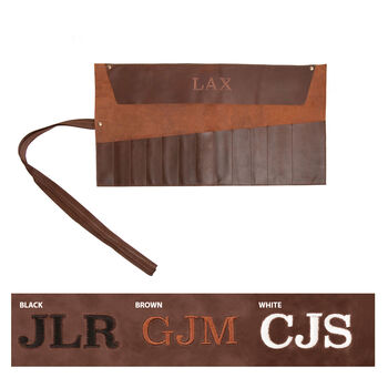 Personalised Leather Tool Roll In Brown, 4 of 10