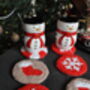 Christmas Snowflake Punch Needle Mug Rug And Coaster, thumbnail 4 of 5